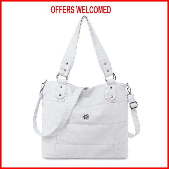 Large Vegan Leather Hobo Bag Crossbody Shoulder Tote Multi-Function Pockets - Picture 1 of 8